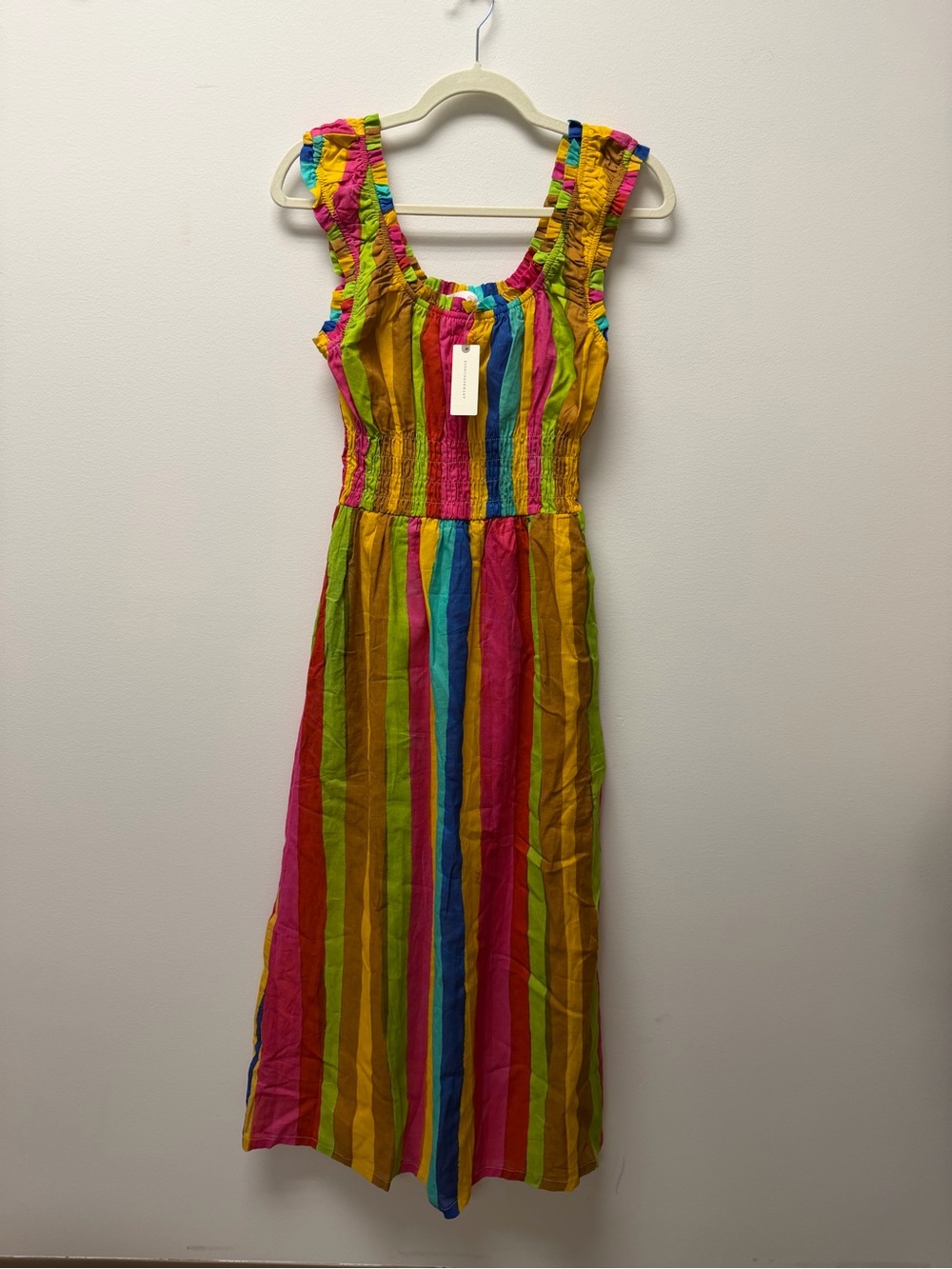 Anthropologie Multicolor Striped Sundress — Yellow, Pink & Blue